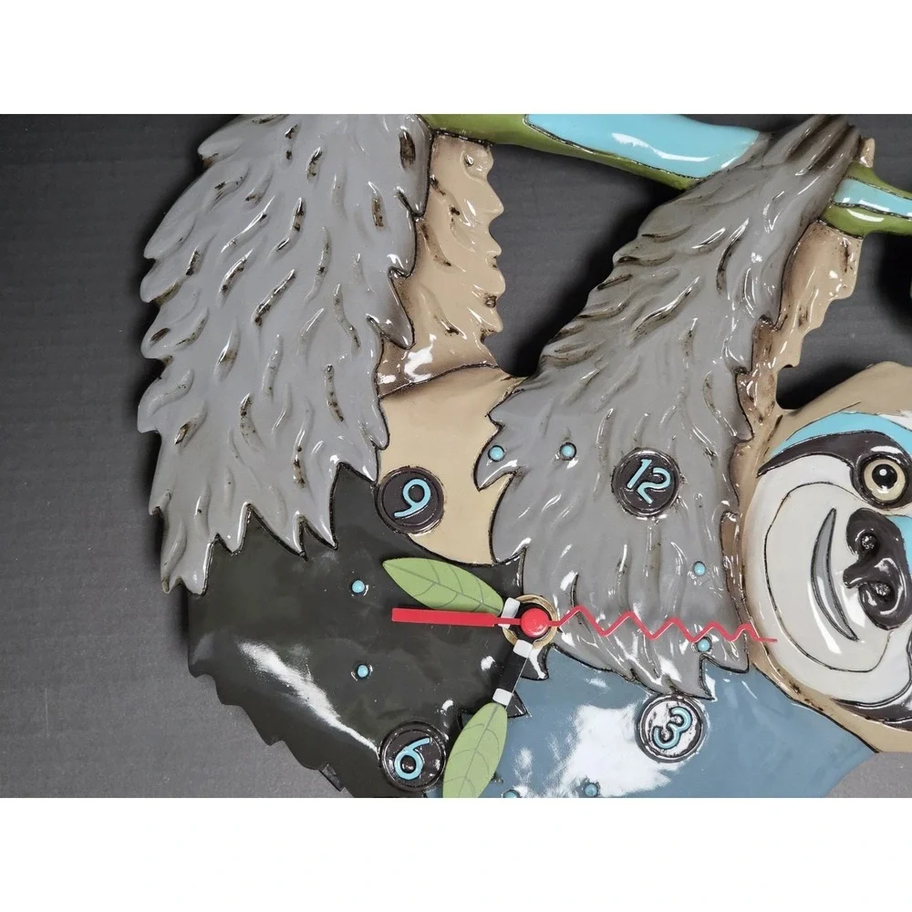 Allen Designs Studio Slow Poke Sloth Whimsical Wall Clock Colorful Fun Retro
